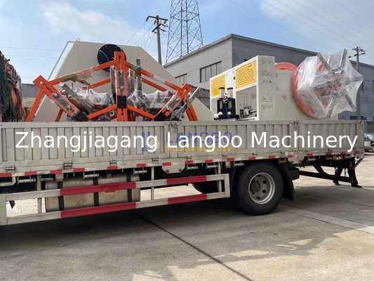 Avvolgitubo con reggiatrice per estrusore di tubi in PE di grande diametro