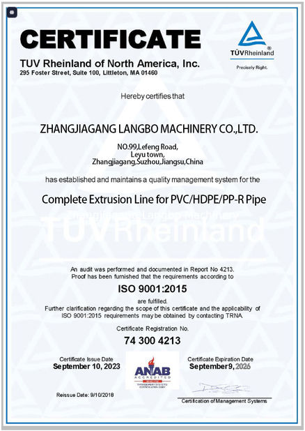 Cina Zhangjiagang Langbo Machinery Co. Ltd. Certificazioni