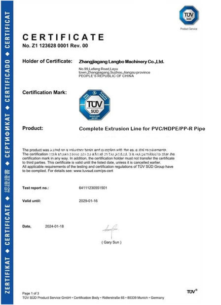 Cina Zhangjiagang Langbo Machinery Co. Ltd. Certificazioni
